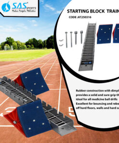 SAS SPORTS Athletic Starting Block PVC Adjustable Rubber Mounted Pedals for Any Track -Training PVC Paddle (with Bag)